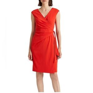 LAUREN RALPH LAUREN Faux Wrap Red Cherry Dress Women’s Size 8 NWT